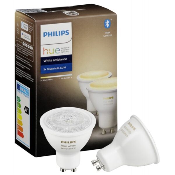 Philips Ljósaperur snjall HUE LED GU10 2-Pack 2 stk 5W 350lm White Ambiance