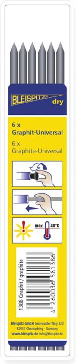BLEISPITZ Blý 1386 6 stk Graphite-Universal