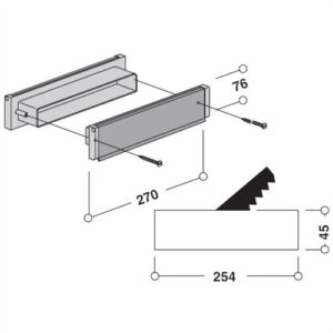 NORMBAU Bréfalúga m. stokk Hvít utan/Svört Innan 270x76mm