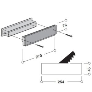 NORMBAU Bréfalúga m.stokk+baklúga Silfur/Hvít 270x76mm