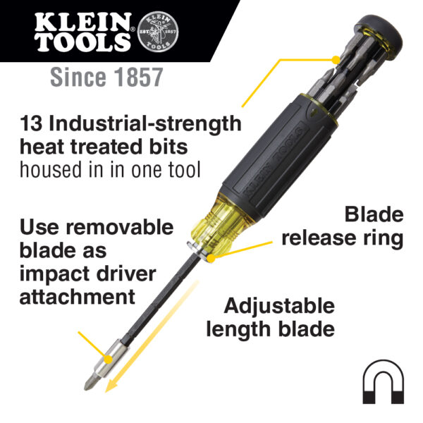 KLEIN TOOLS Skrúfjárn 14 í 1 MultiBit, stillanleg lengd 32303 - Image 3