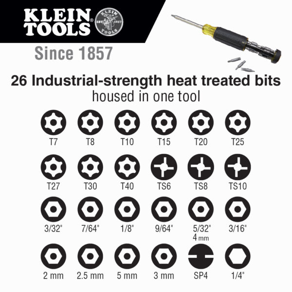 KLEIN TOOLS Skrúfjárn 27 í 1 MultiBit Höggþolið 32307 - Image 8