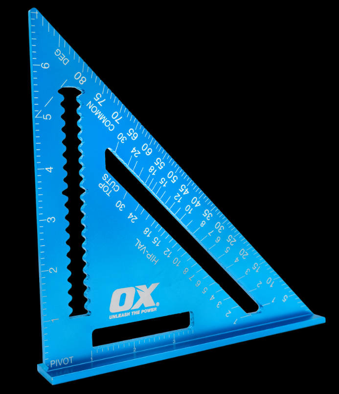 OX Vinkill Pro aluminium metric rafter square 180mm OX-P506518