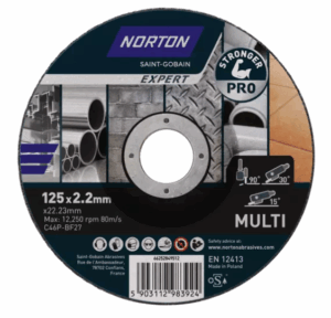 NORTON Skurðarskífa A60T-125x4.0x22.23 mm-T29 NOR-EXPERT PRO 66252849247