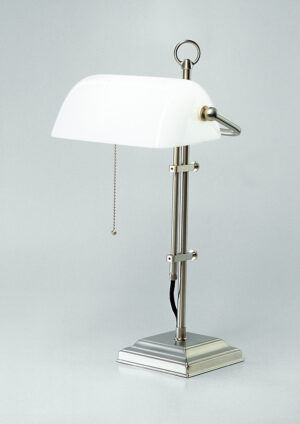 BERLINER Bankerleuchte Borðlampi Nickel matt  m. grænum skermi