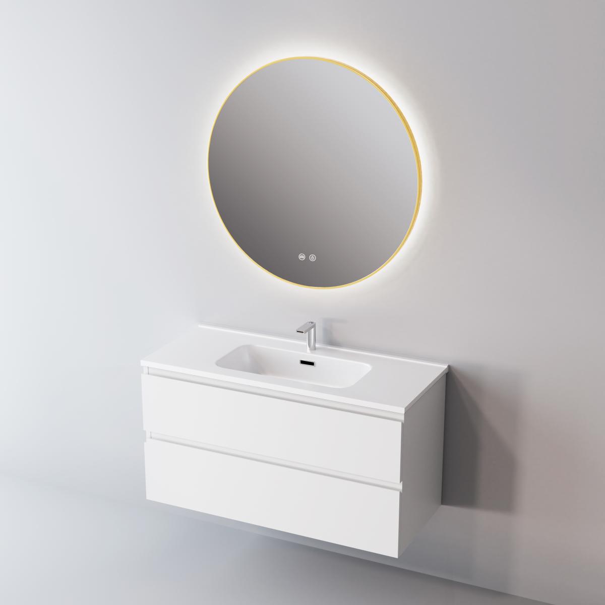 NOFER Spegill hringlaga Round mirror SPOT backlit perimeter Q80 Gold SS.08080.OR - Image 2
