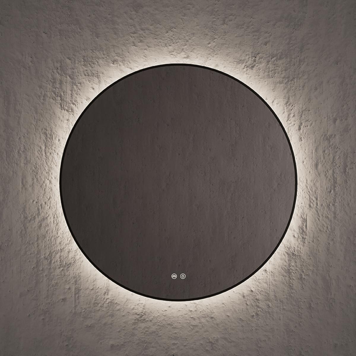 NOFER Spegill hringlaga m. baklýsingu Round mirror SPOT backlit perimeter Q80 Black mate SS.08080.N