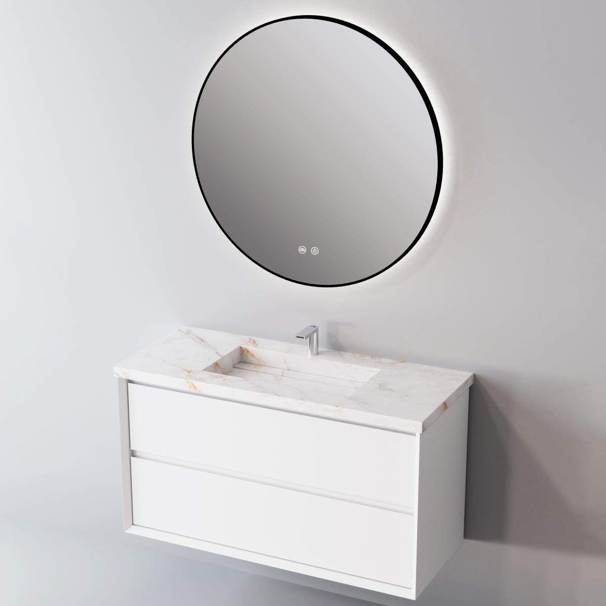 NOFER Spegill hringlaga m. baklýsingu Round mirror SPOT backlit perimeter Q80 Black mate SS.08080.N - Image 2