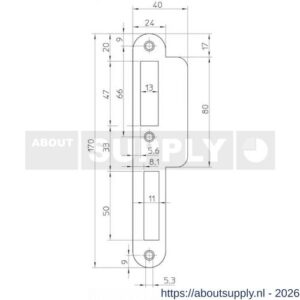 ASSA ABLOY Slúttjárn DIN Þýskar TA 1+3 KANTAÐ Ryðfr P 7200/17/T DR.2+4 (10) 9720090172 (NL)