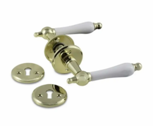 JASA Hurðarhandfang Husmandsgreb Glansmessing/Hvítt 10097