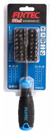 FIXTEC Skrúfjárn fyrir bita + 32 bitar